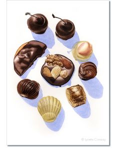 chocolates, still life print